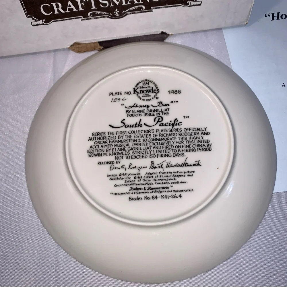 South Pacific Memorabilia Edwin M Knowles China Co Decorative Honey Bun Plate